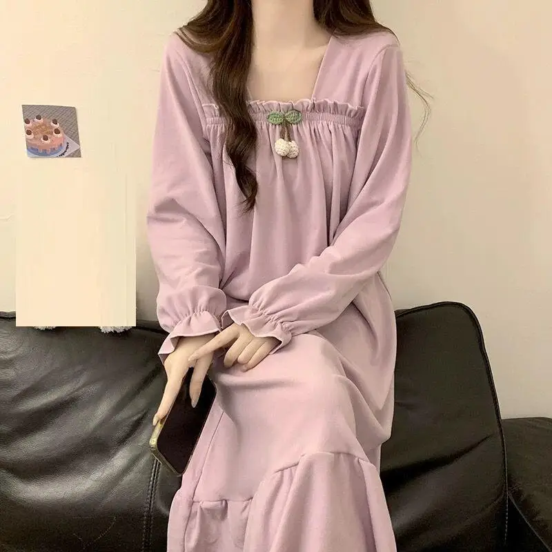 

Кружевное пижамное платье принцессы, женская одежда для сна, халат, мягкая свободная модная одежда для отдыха, весенне-осенняя домашняя одежда, подарок для девочек, новинка