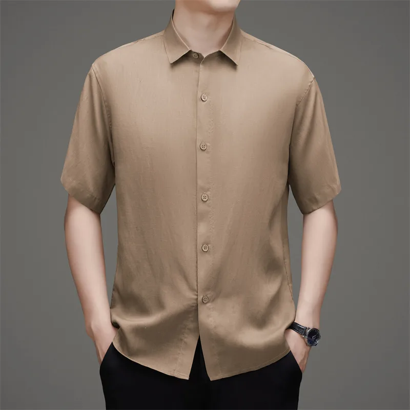 2026 Summer Lightweight Bean Green Linen Short-Sleeve Shirt for Men,Navy Blue Chinese-Style Breathable Casual Linen Mens T-Shirt