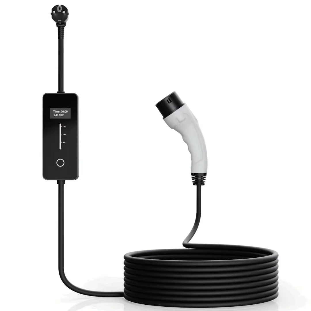 7 kW AC Portable Small Black EV Charger with 200-220V Input Easy to Carry New Condition for Manufacturing Use