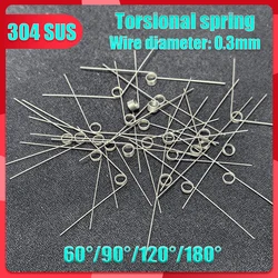 5Pcs 0.3mm Wire Diameter Degree Stainless Steel Small Torsion Spring Torsion Hairpin Spring V-shaped Customizable 60/90/120/180