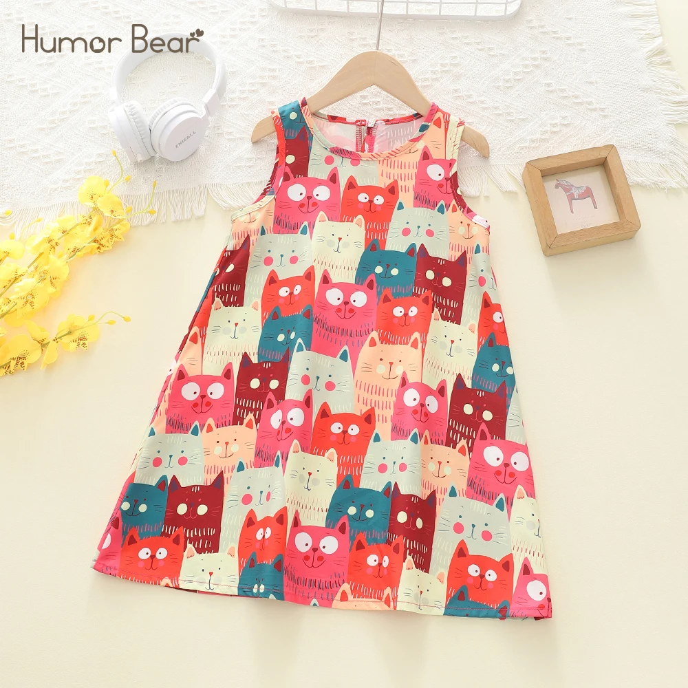 Humor Bear New Summer Dress Multicolor Christmas Style Zipper Sleeveless Tank Top Dress Girls Casual Clothes