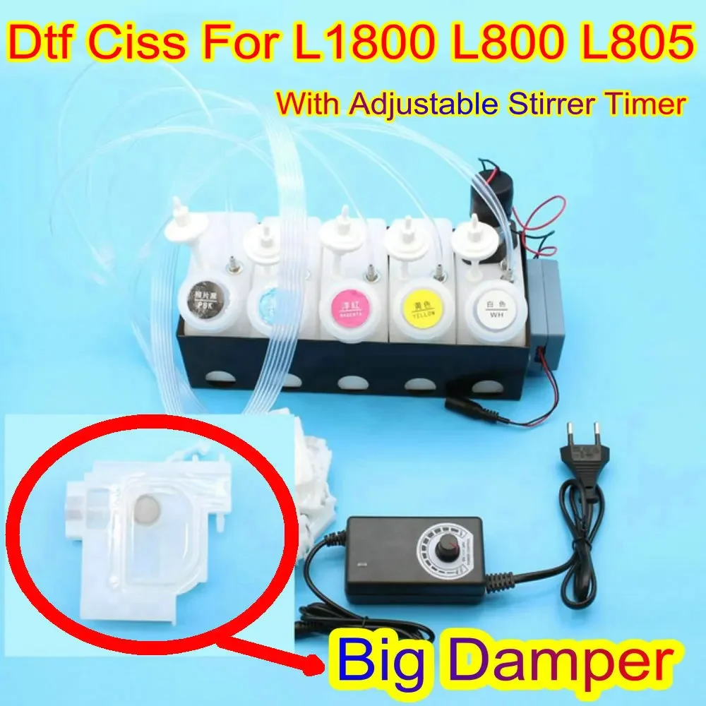 L1800 Ciss Tank L800 Refill Tank L805 Continuous DTF White Ink Tank Ciss Kit With Mixer Timer Adjustable Stirrer Timer For Epson