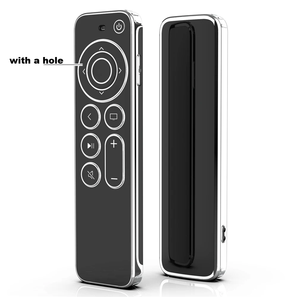 TPU Soft Case for Apple TV 4K Remote Control Prevent Scratches with Drop Protection Transparent with Silver Edge