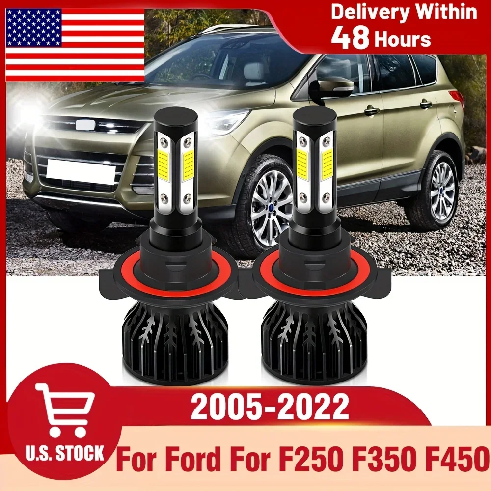 

9008/H13 LED Headlight Bulbs Hi/Lo Beam For Ford For F250 F350 F450 (2005-2022) Car Front Lighting Fan Plug N Play Aluminum 2PCS