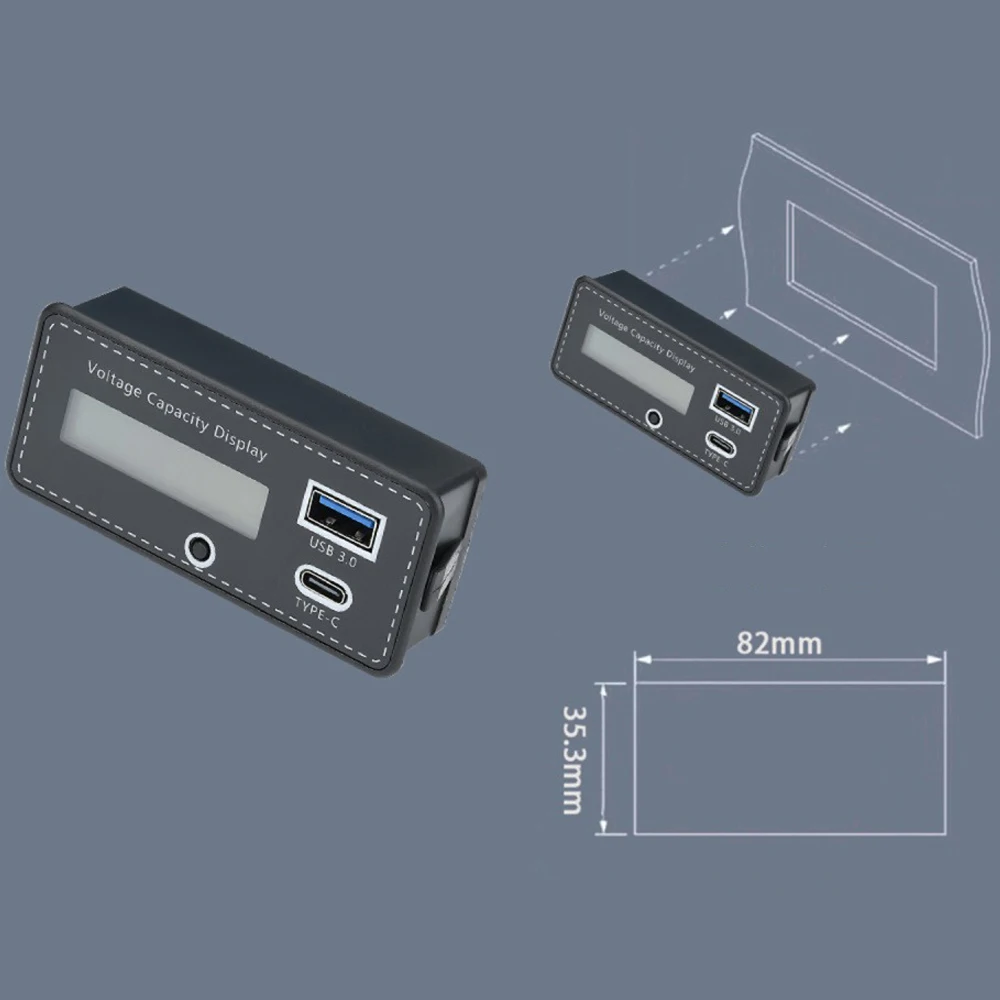 

DC8-30V Battery Capacity Indicator LCD Display Lead-Acid Lron-Lithium Ternary Lithium Measurement Meter with USB and Tpye-C Port