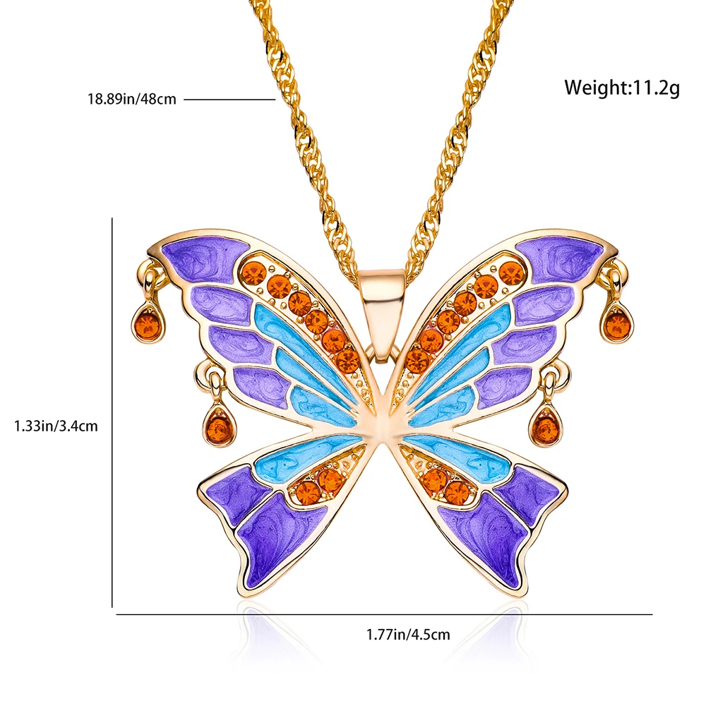 Collar de mariposa de circón para mujer y niña, colgante de lujo ligero de gran tamaño, colorido insecto para citas, joyería de fiesta de boda, regalo