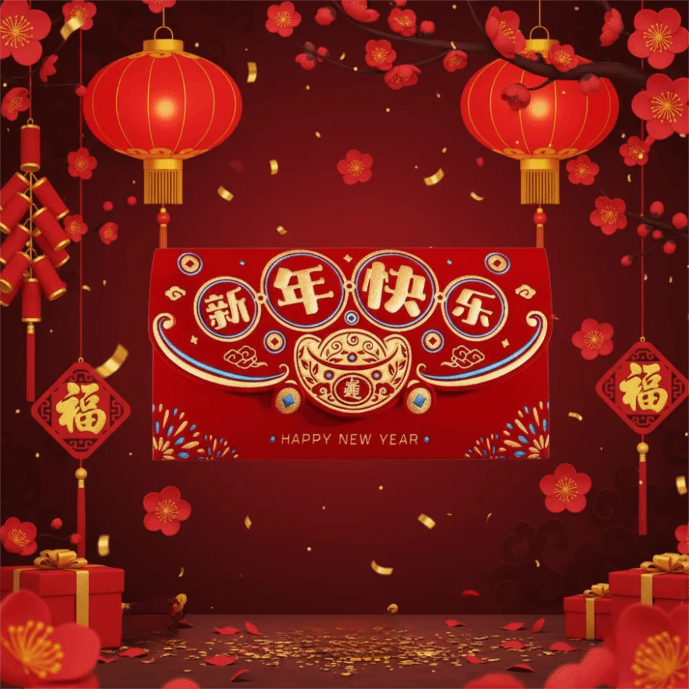 2 قطعة يتدفقون السنة الصينية الجديدة المغلفات الحمراء نعمة التقليدية السنة الجديدة الأحمر جيب الهدايا أكياس التعبئة هونغباو محظوظ حقيبة المال