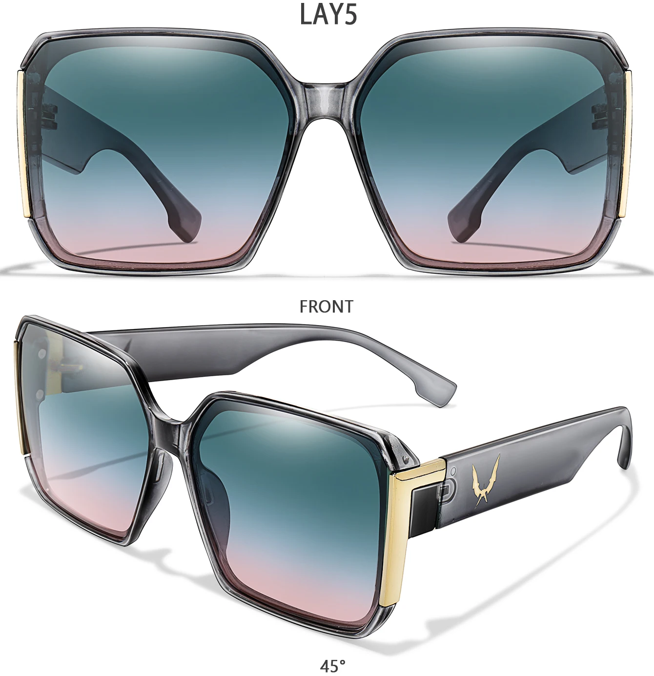 Luxuriöse Urlaubs-Sonnenbrillen für Damen und Herren, trendige quadratische Street-Shades mit UV-Schutz für Outdoor-Aktivitäten wie Wandern, Radfahren und Reisen. – Detail 8
