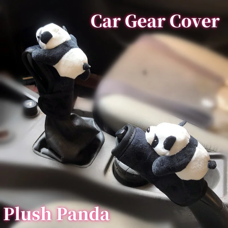 

Cute Cartoon Panda Bear Car Interior Mirror Cover Stretch Plush Auto Rearview Mirror Case Decoration Accessories For Women Men