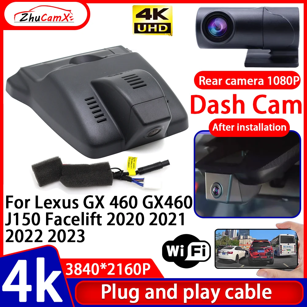 ZhuCamX Video Recorder 4K UHD Plug and Play Car DVR Dash Cam Camera for Lexus GX 460 GX460 J150 Facelift 2020 2021 2022 2023