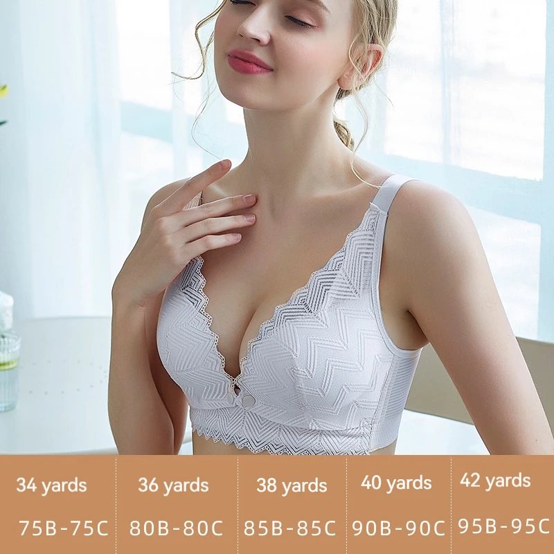 حمالة صدر نسائية غير فولاذية مجمعة بزر أمامي مفتوح حمالة صدر للرضاعة مع دانتيل للرضاعة الطبيعية للحوامل Thinand حمالة صدر مضادة للترهل #2