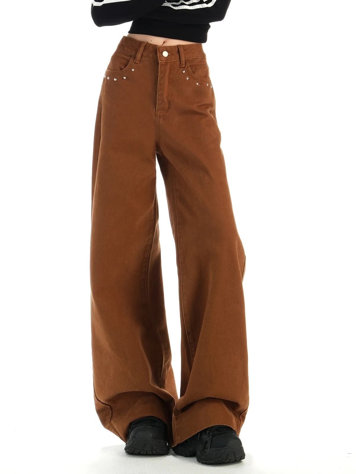 

ZHISILAO винтажные широкие расклешенные джинсы с высокой талией, женские повседневные свободные джинсовые брюки полной длины, уличная одежда, осень-зима 2025