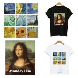 2 adet/grup Van Gogh David Mona Lisa ütü isı termal Transfer eriyebilir çıkartmalar demir On thermoclothing yamalar giyim DIY için