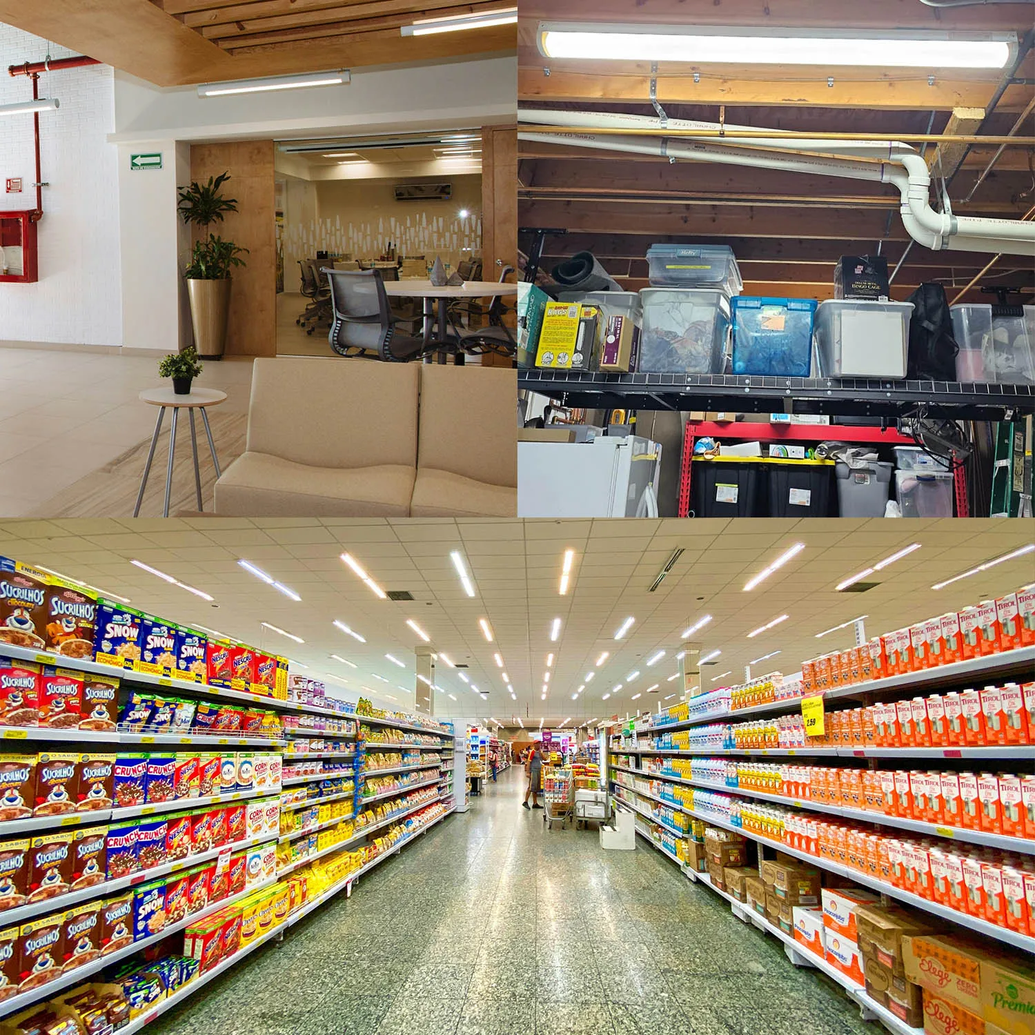 Lampada da soffitto per scale a striscia lineare a LED da 4 piedi 80W 8800lm 3/4/5000K SCR Dimmerabile per interni Lampada da soffitto per negozio a LED per officina FCC