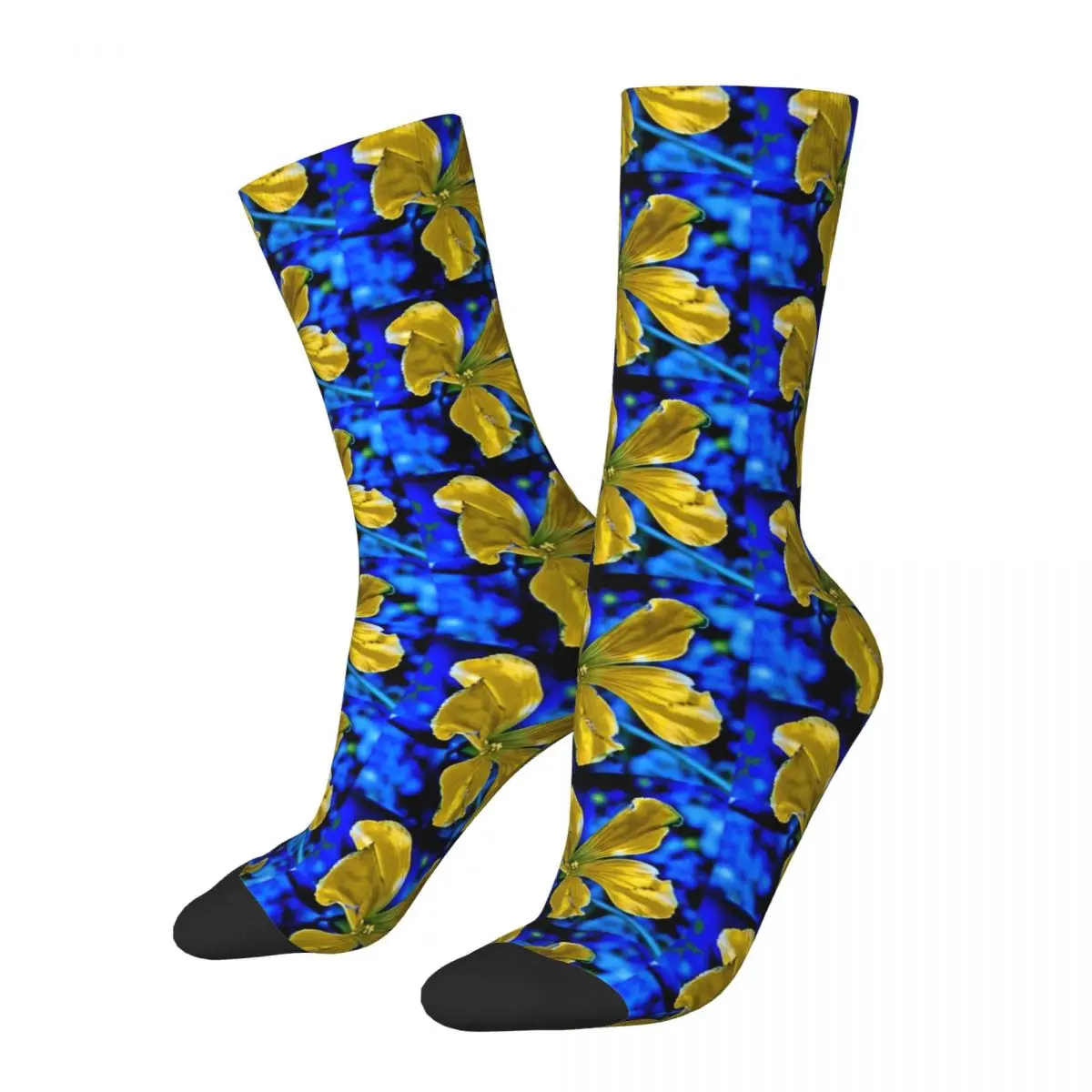 Crazy compression Tiny Gold Flower . Flowershop 528 Sock for Men Harajuku Quality Pattern Crew Sock Novelty