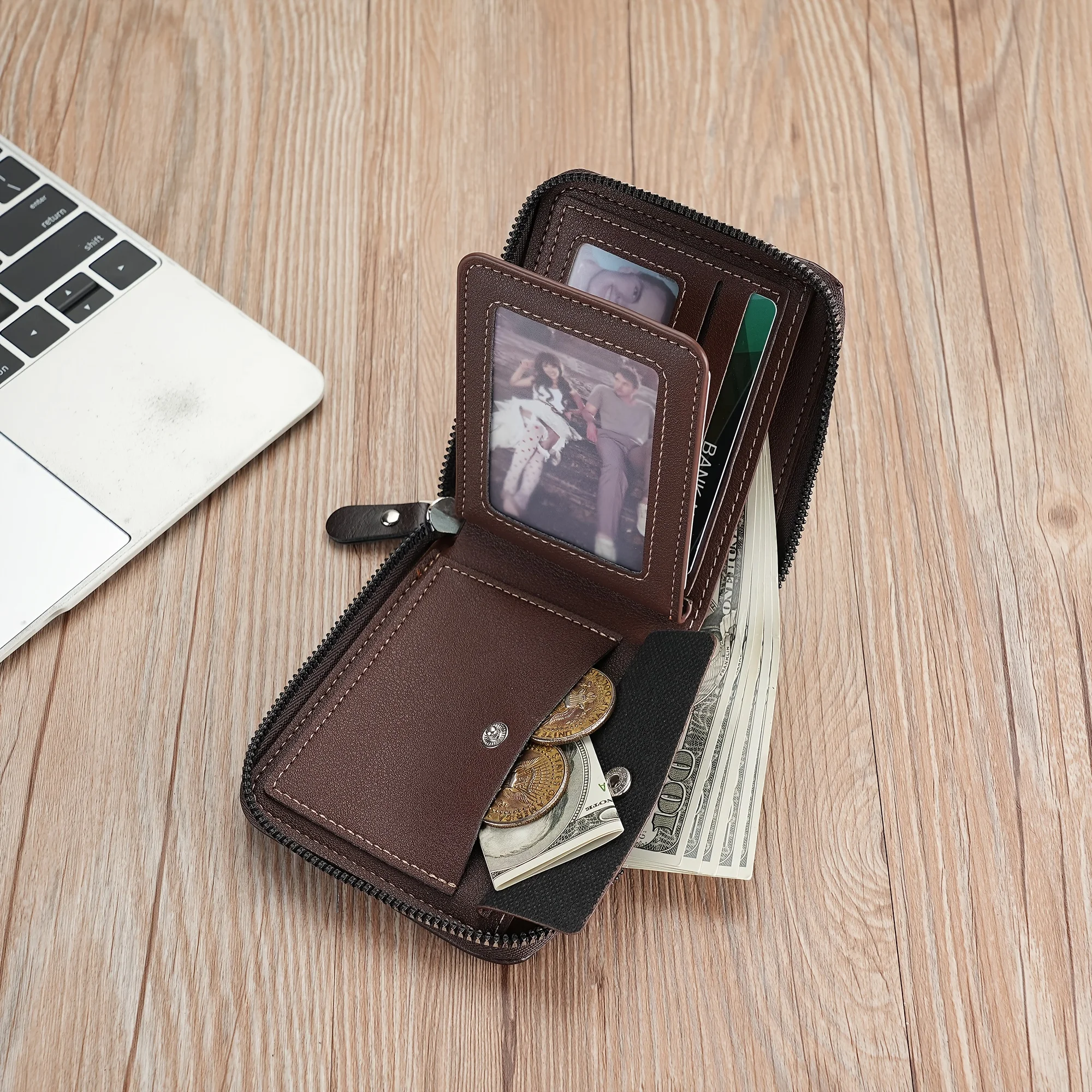 Men's Crocodile Pattern Trifold Wallet - Multifunctional Zipper