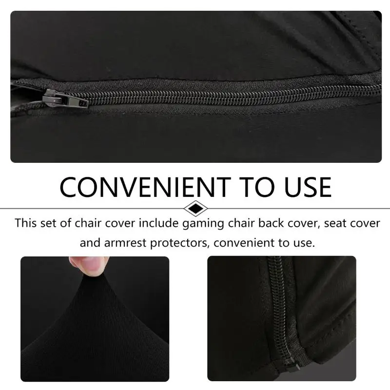 

Black Universal Gaming Chair Cover Elastic Dustproof Polyester Computer Seat Protector Simple Style for Home Office Use