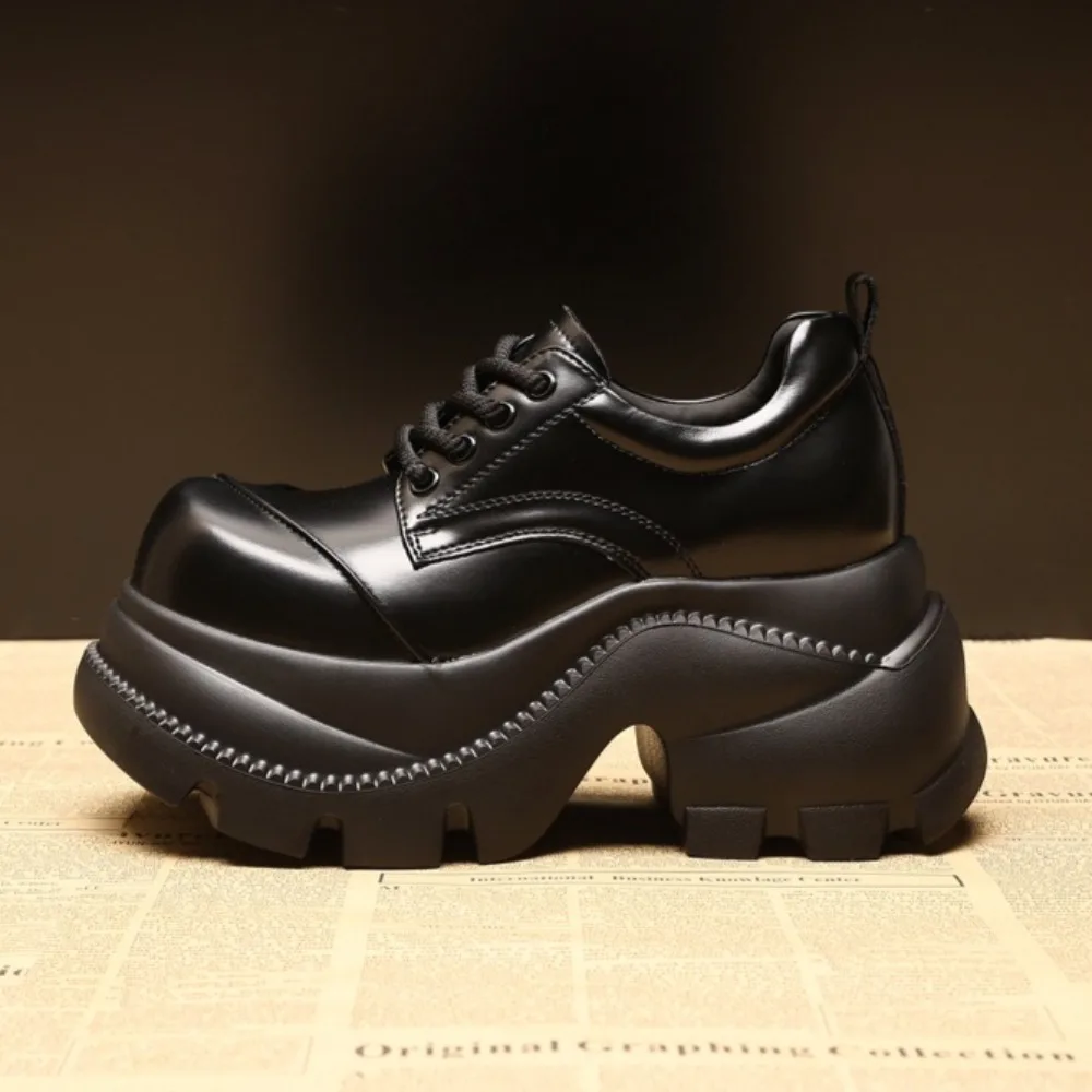 Women's Platform Shoes Thick Soled Inner Height Increasing Women's Shoes 9cm Small Leather Shoes Women's Autumn New Single Shoe