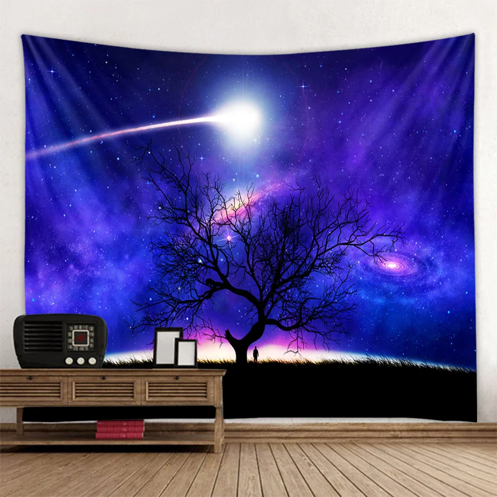 Starry Sky, Cosmic Tapestry, Dream Forest, Wall Hanging, Hippie Home, Wall Decoration, Living Room Bedroom Art Background Fabric