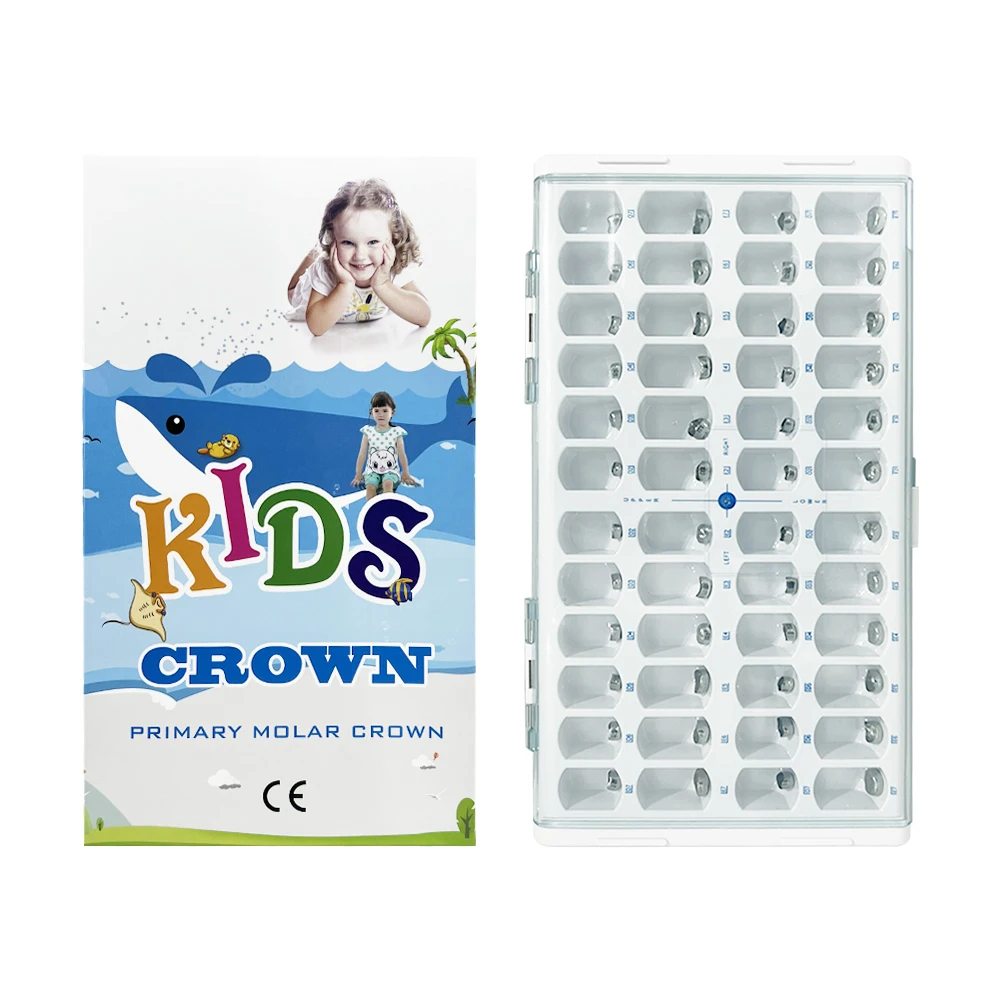 

Dental Temporary Crowns 48Pcs/box Stainless Steel Kids Crown Temporary Molar Deciduous Teeth Upper/Lower Children 1st 2nd