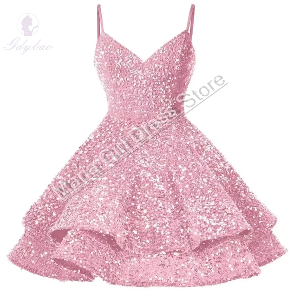 

Подростковые многоярусные бретельки с V-образным вырезом, платья для выпускного вечера, платья для выпускного вечера с блестками для официальных мероприятий, коктейльные платья