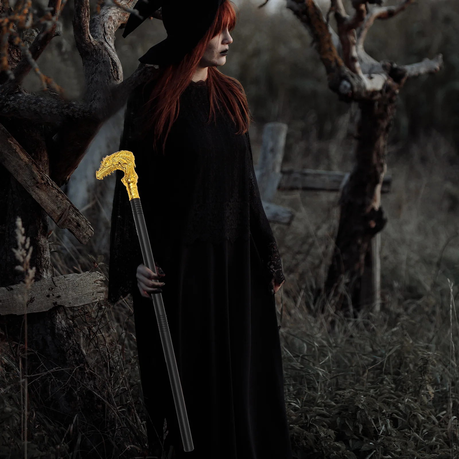 

Halloween Dragon Cane Prop Punk Design Walking Stick for Cosplay Costume Party Decor Photo Prop Festive Atmosphere Enhancer