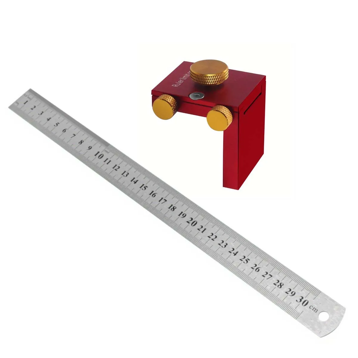 Steel Ruler Scribing Positioning Block Ruler Locator Fixing Block Scriber Line Marking Gauge Carpentry Scriber Measuring Locator