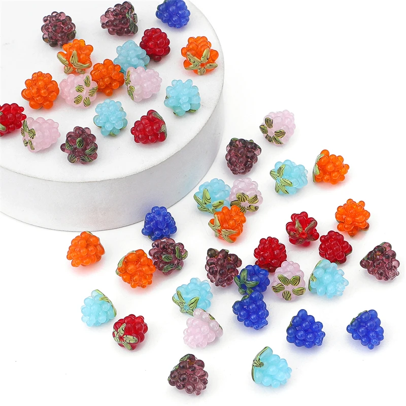 Exquisite 12x11mm Handmade Lampwork Beads Glass Grape Fruit Charm Beads for Necklace Earring Bracelets DIY Jewelry Making Supply