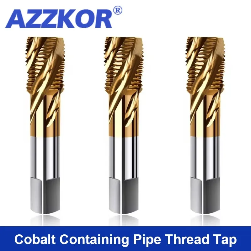 AZZKOR Stainless Steel Specialized Tap M35 Cobalt Plated Titanium Spiral Tube Thread Tap G Zg Npt1/8 1/4 3/8 1/2 3/4