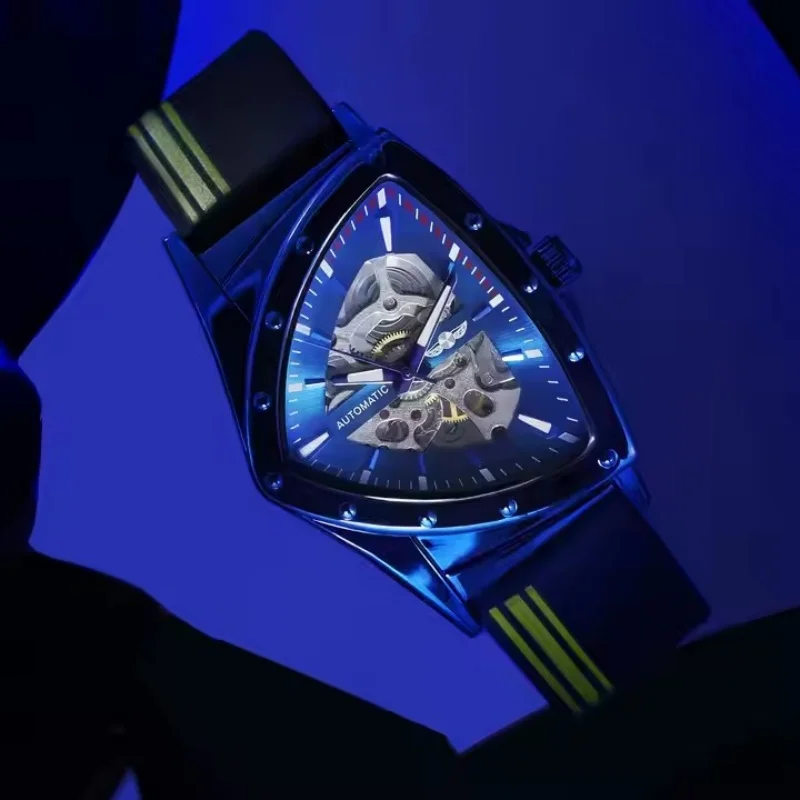 WINNER 395C marca de moda reloj mecánico automático para hombres correa de silicona luminosa impermeable relojes de negocios casuales para hombres