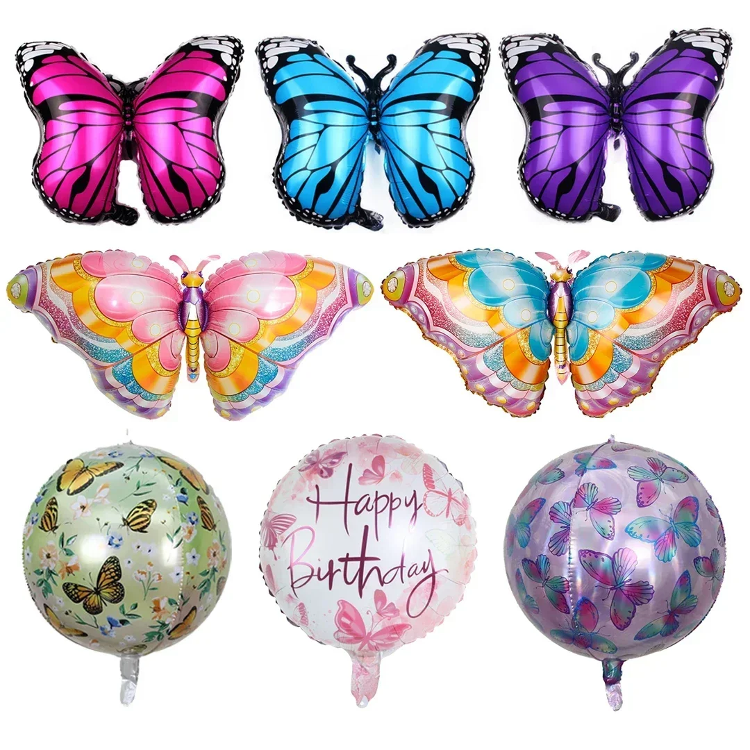 

Large Colorful Butterfly Aluminum Foil Balloons Birthday Party Wedding Decor One Years Old Baby Shower Decorations