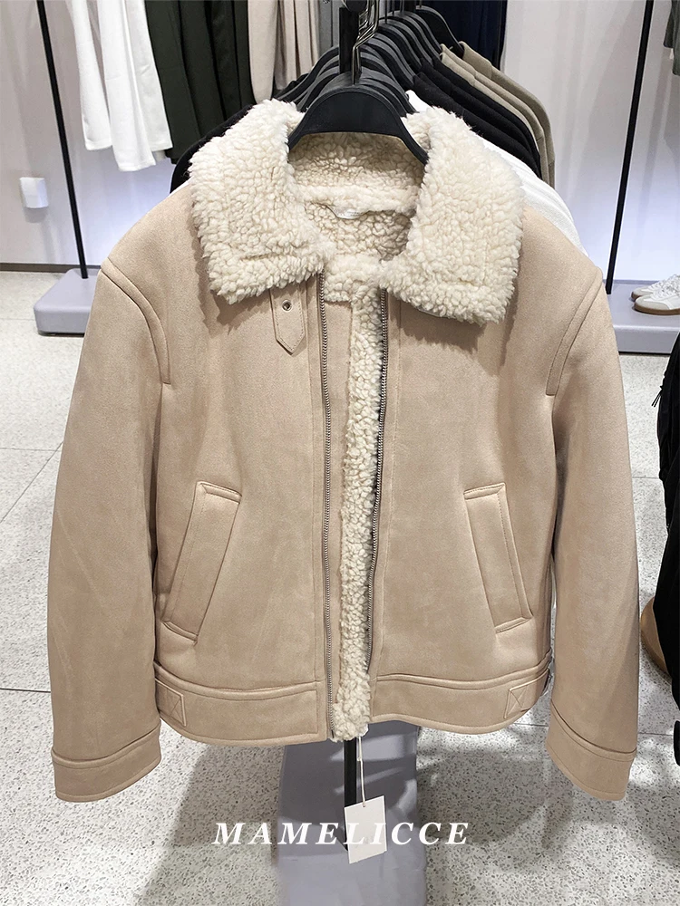 MAMELICCE Original design berber Fleece Fur Turn-down collar Cotton jacket Thickened outerwear Men's winter padded jackets tops