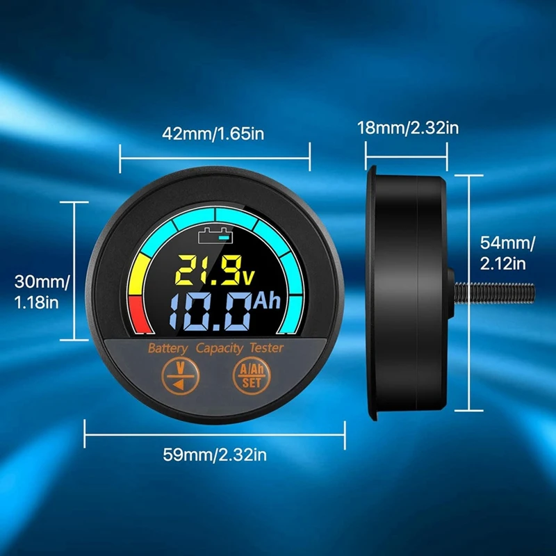 ABDJ-جهاز اختبار بطارية IP67 مقاوم للماء 10-100 فولت مع شاشة توفير الطاقة 100 أمبير V/A/Soc/Ah ليثيوم، Lifepo4