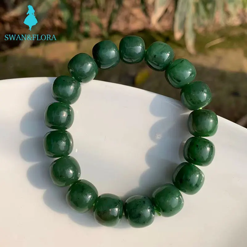 12*11MM Natural Stone hetian jade Bracelet Genuine Woman Man Gemstone Jewelry Bracelets on hand