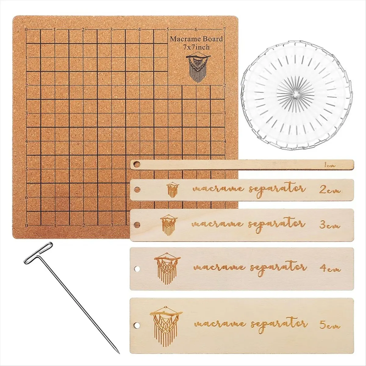 2025+ Macrame Board and Metal Adjustable Holder with T Pins Clips and Rulers Macrame Supplies Double Sided Grids Project Board