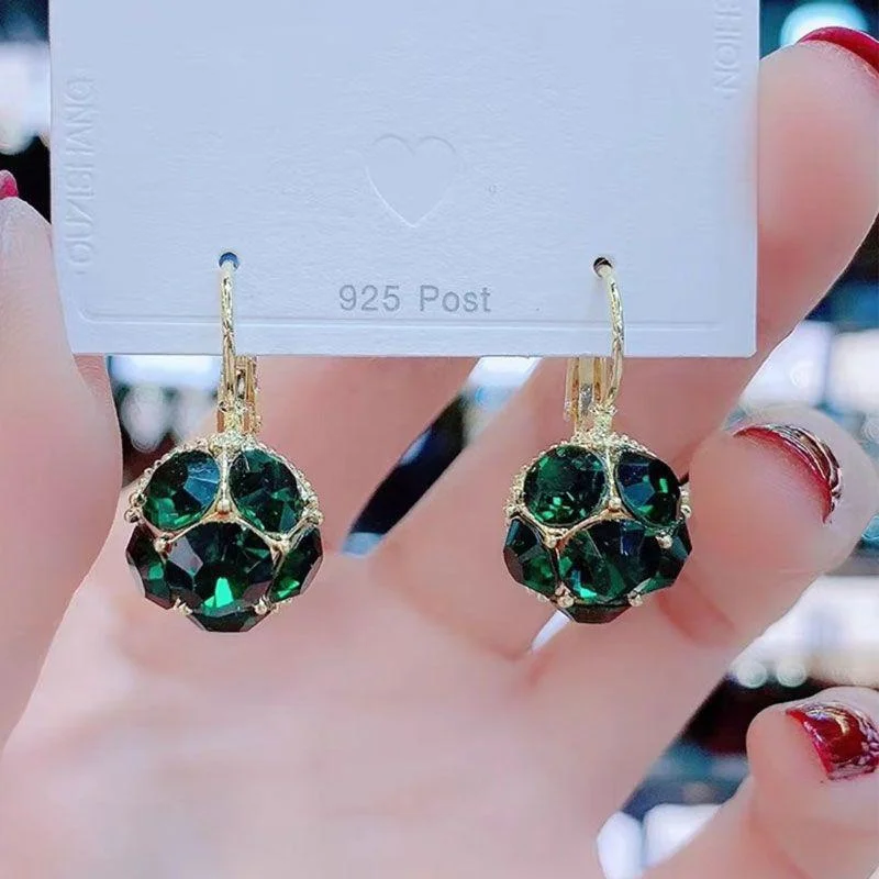 Luxury Fashion Pink Crystal Ball Dabgle Earrings for Women Temperament Zircon Pendant Earring Wedding Party Jewelry Gift Pendien