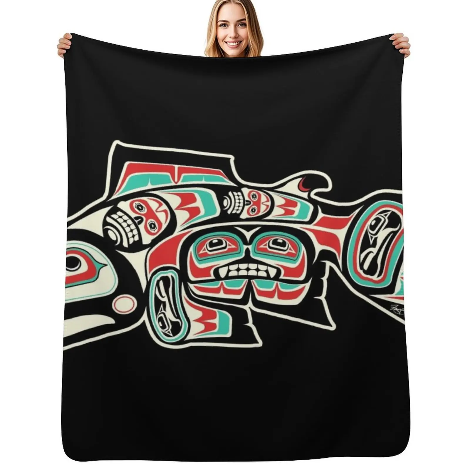 

Alaskan Salmon Throw Blanket Warm Comfortable Blanket Gift for Parents Friends