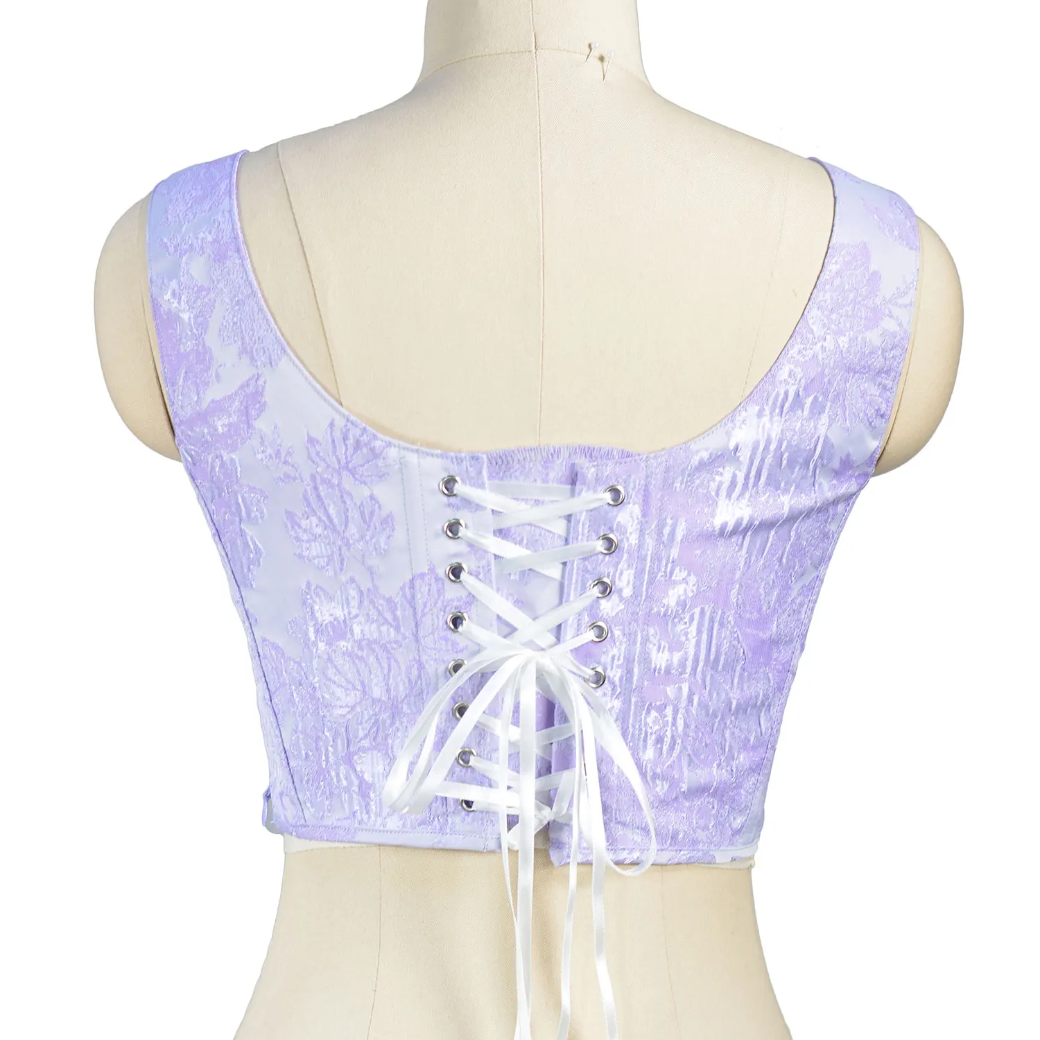 Brocade Overbust Corset Strappy Vest Gorgeous Lace-up Bustier Top Street Party Club Shapewear