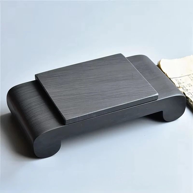 Natural Stone Chinese Inkstone She Yan Tai Chinese Painting Palette Ink Slab Inkslab Inkwell Ink-well With Cover