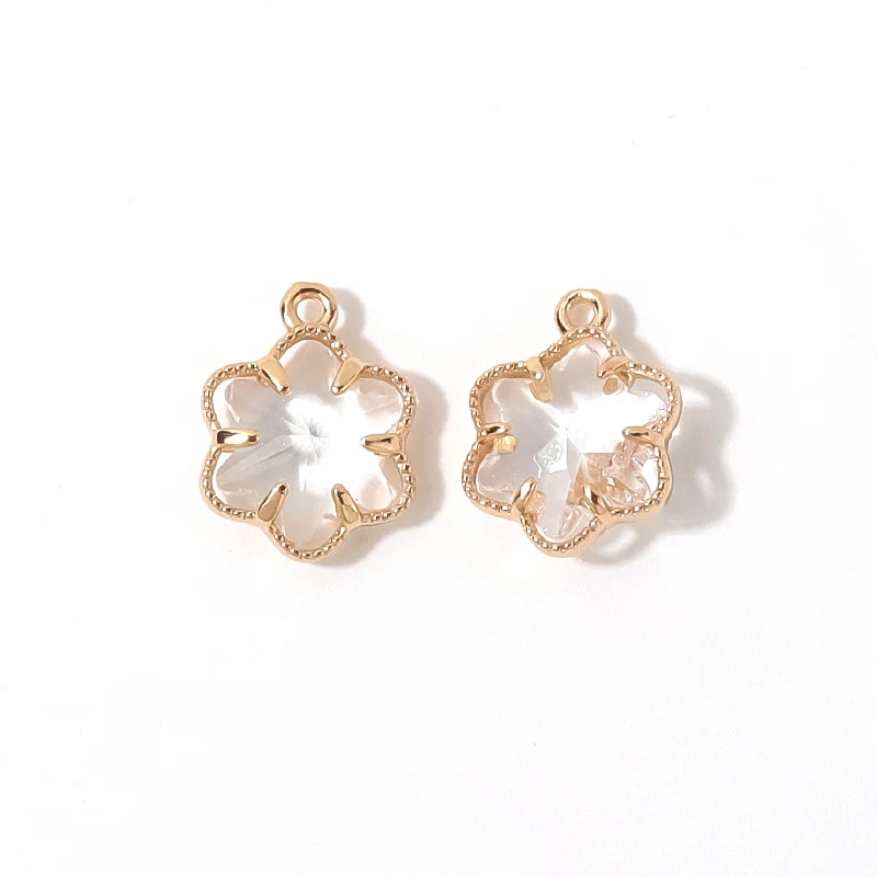 20pcs/ Set DIY jewelry accessories 12mm six leaf flower copper claw edging gold-plated pendant earrings bracelet accessories