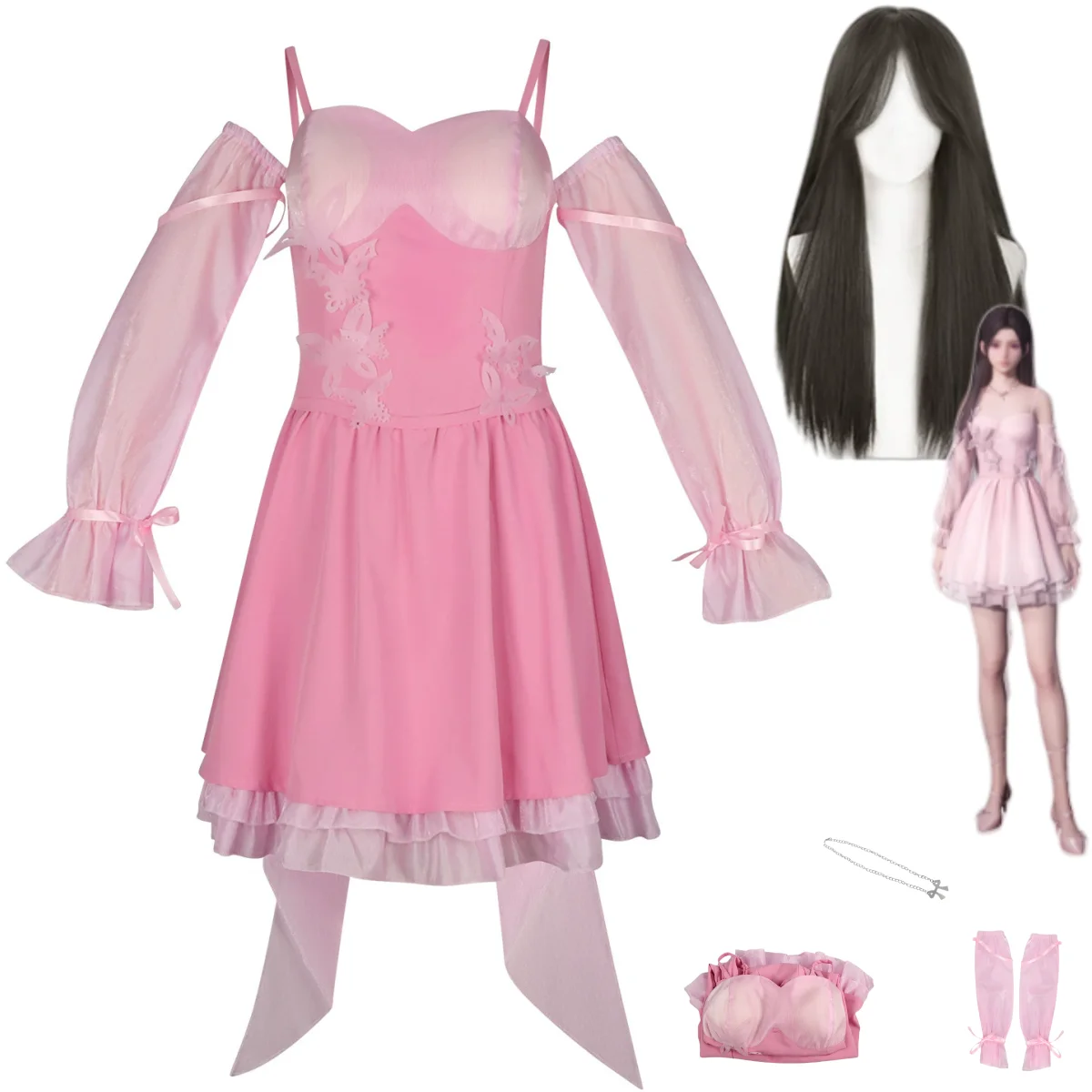 Juego Love and Deepspace heroína Zayne Xavier Rafayel disfraz de Cosplay Miss Hunter peluca vestido de noche rosa mujer Sexy traje de Carnaval