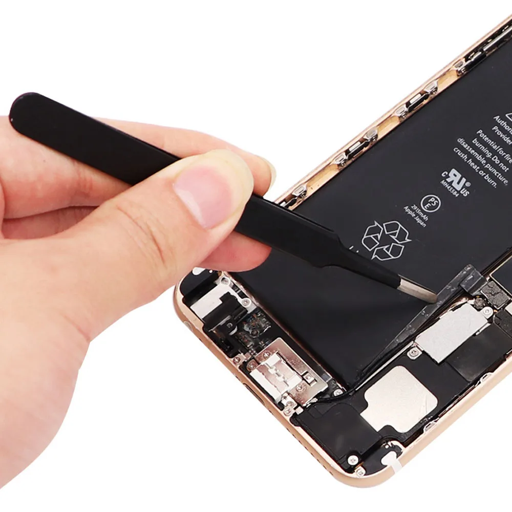 Pinzette antistatiche in acciaio inossidabile da 6 pezzi Manutenzione di precisione Riparazione industriale Modello di lavoro curvo Creazione di utensili manuali