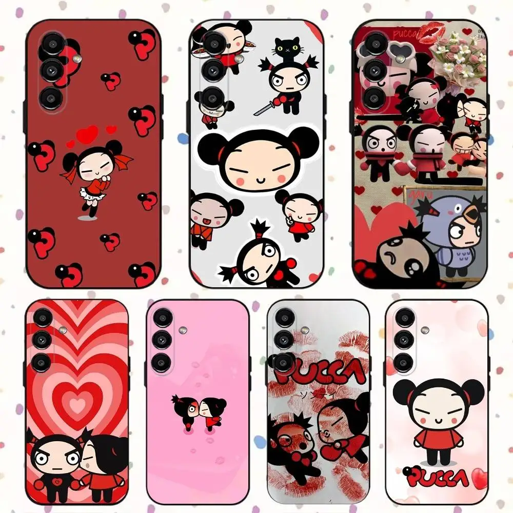 

Pucca Cute Love Phone Case For Samsung S24,S21,S22,S23,S30,Ultra,S20,Plus,Fe,Lite,Note,10,9,5G Black Soft Cover