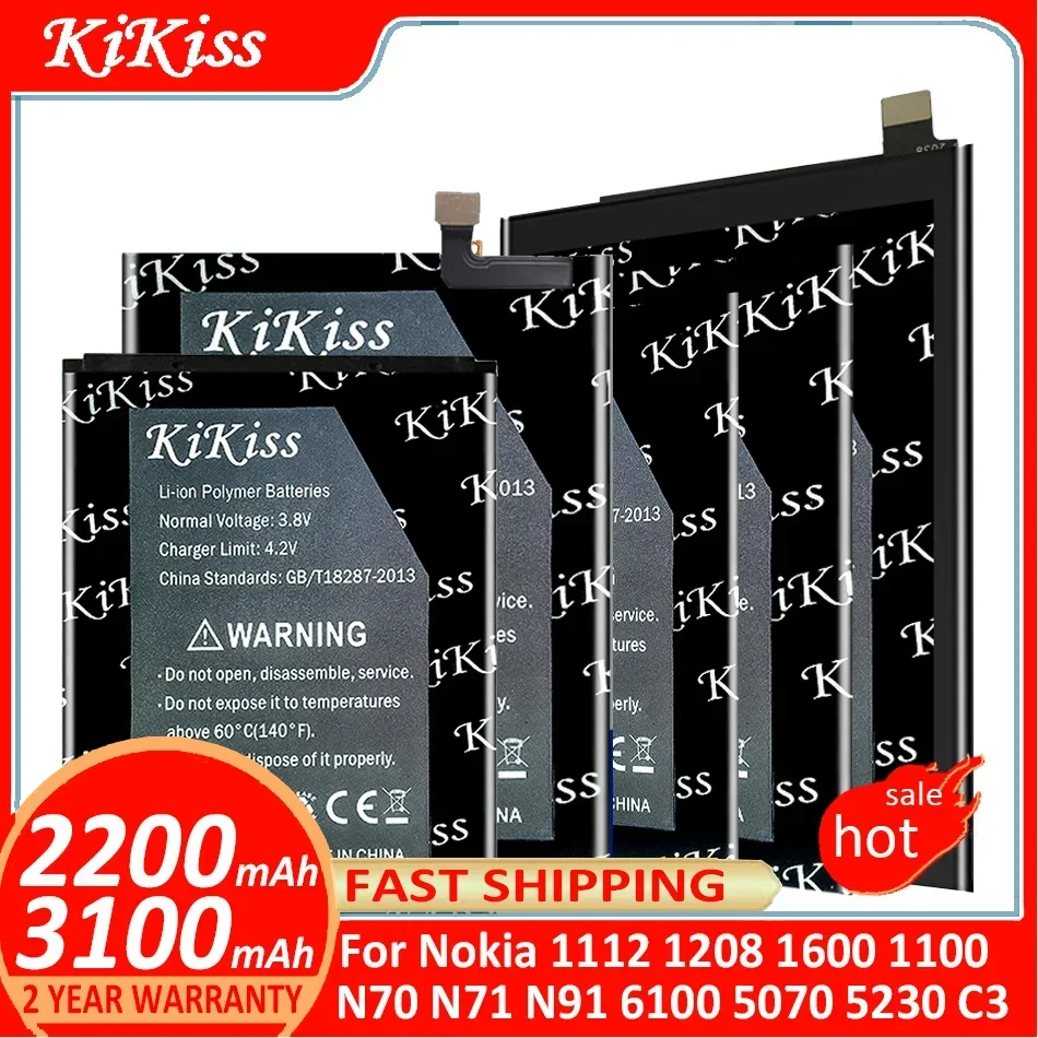 Battery BL-4C BL-5C BL-4UL BL-5B BL-5J For Nokia 1112 1208 1600 1100 n70 n71 n91 6100 5070 5230 C3 C2-01 BL 4C 5C BL5C Battery