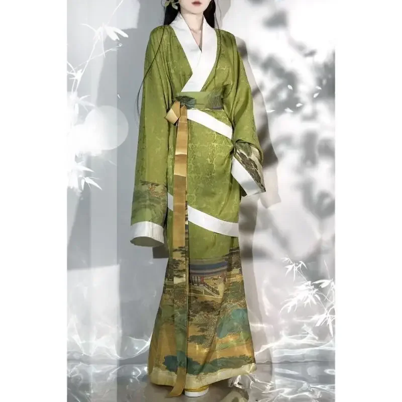 Vestido estilo chinês da dinastia Han feminino, elegante hanfu, temperamento elegante, tudo combina, cauda de peixe antiga, requintado, estilo chinês