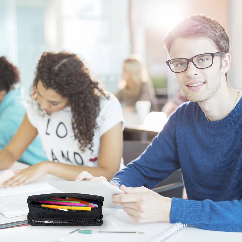 

Pencil Case Multi-layer Bag Learning Supply Multi-functional for Storage Aldult Black Student