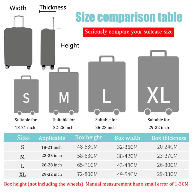 TINBERON Thicken Luggage Cover Elastic Luggage Dust Cover Waterproof Suitcase Protection Cover Cartoon Pattern Travel Accessorie