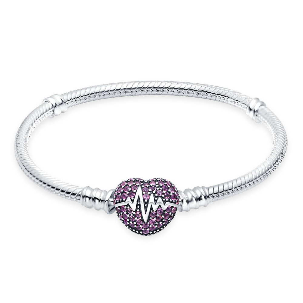 Pulsera más grande de 21CM, cadena de serpiente Original de plata de ley 100% 925, corazón de amor, ojos malvados, circón con joyería fina para Charm