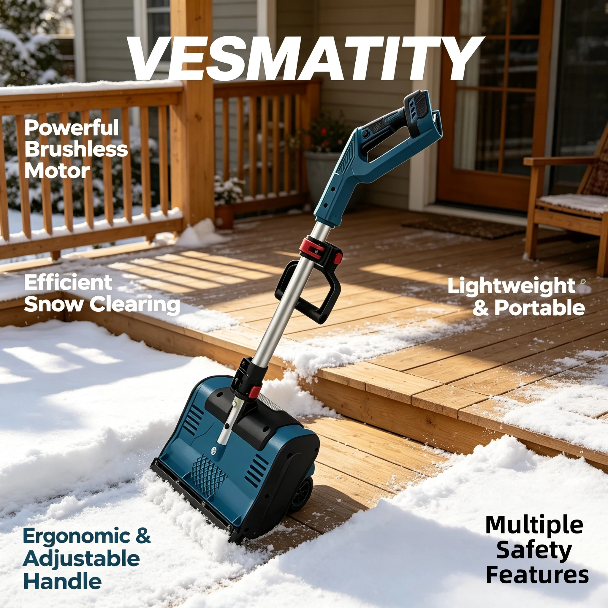 Vesmatity 3000W Cordless Snow Shovel Brushless Foldable Sweeper Plow for Makita 18V Garden Street Clean Xtreme