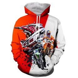 Motocicleta 3D Impresso Hoodie para Homens, Moda Motocross, Mangas Compridas Camisolas Esportivas, Cool Street Oversized Pullovers, Roupas